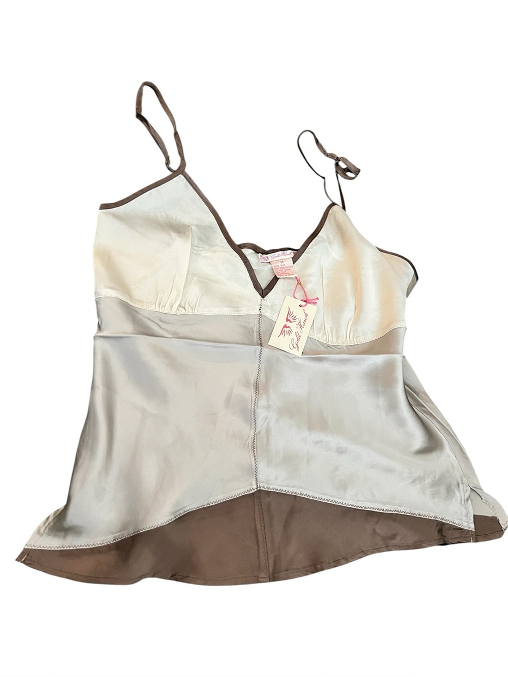 GOLD HAWK Tri-color Silk Camisole - size M - Eggshell